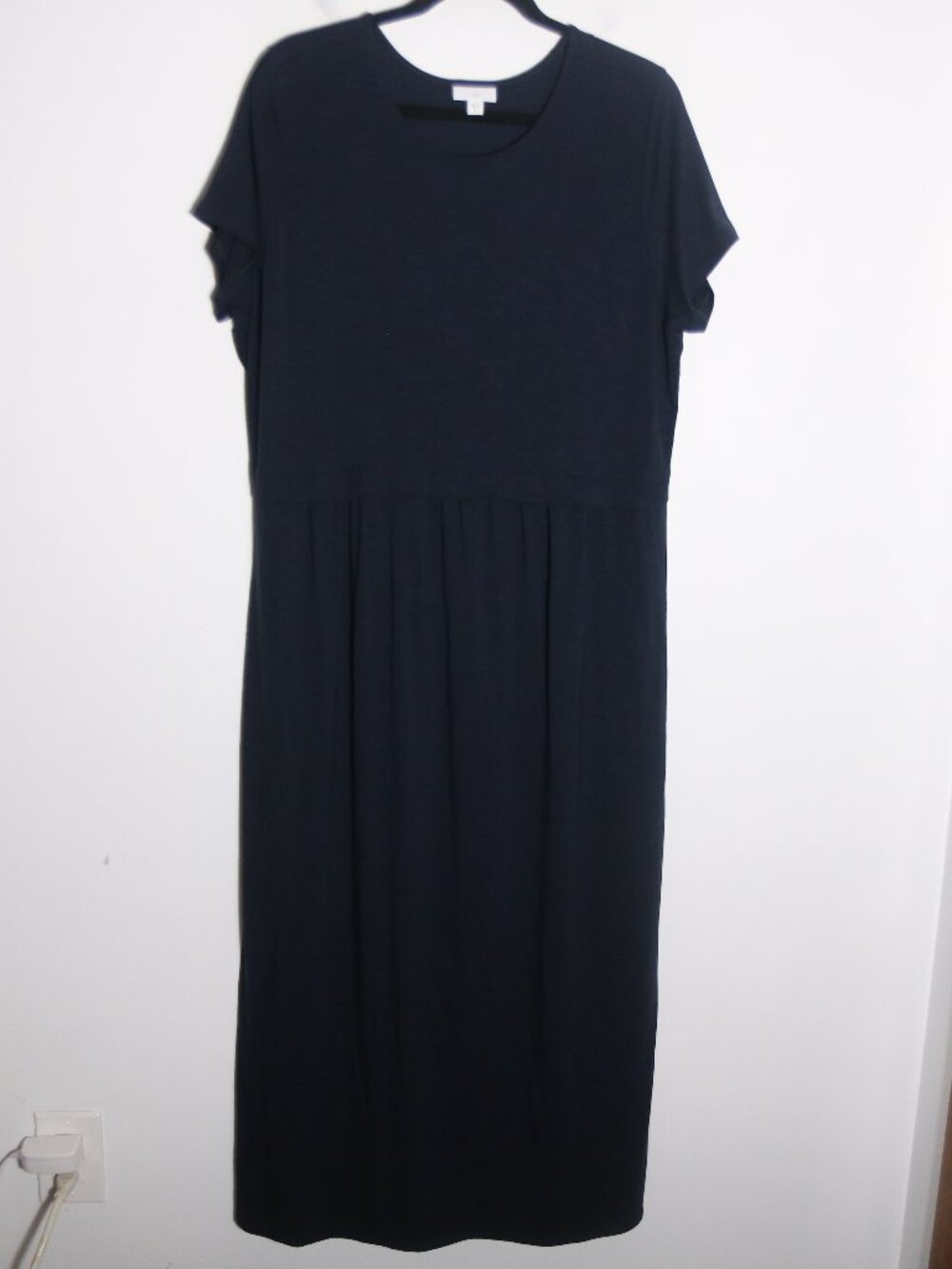 J Jill Jersey Knit T Shirt Maxi Dress Womens XL Navy Pockets Boho Lagenlook